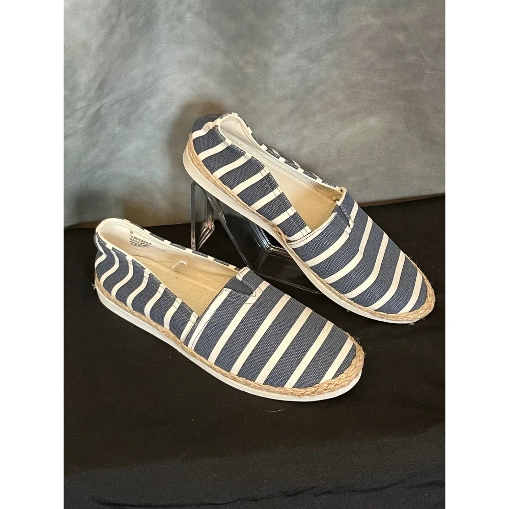 Esprit Women's Striped Canvas Espadrille Flats Shoes Navy White Size 9‎